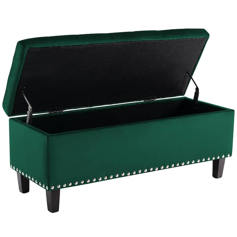 41" Storage Ottoman Tufted Upholstered Rectangle End of Bed Bench On